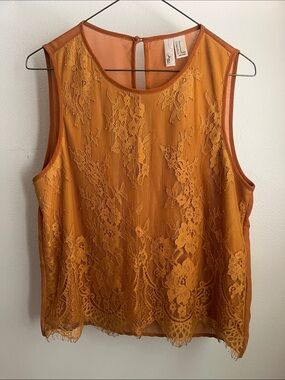Lace Sleeveless Top in Burnt Orange
